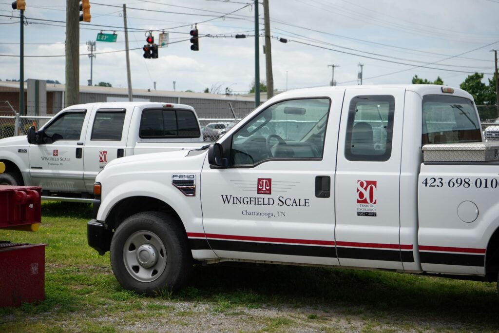 Wingfield Scale service trucks ready for dispatch, symbolizing reliable scale services for businesses