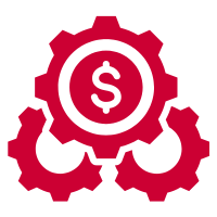 red icon representing how predictive maintenance technology helps operations master costs.