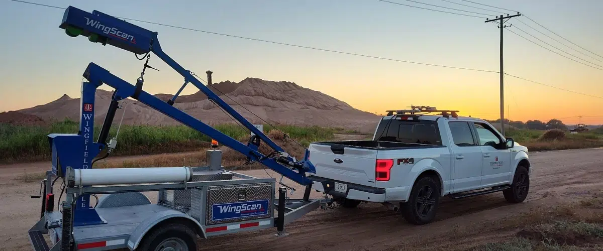 a wingscan truck load scanner being transported to customer's desert mining operation