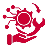 red icon representing how advanced technology helps mines drive more return on investment