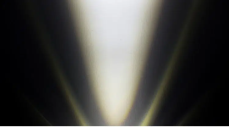 an image of a flashlight beam, demonstrating how LiDAR works in a similar fashion