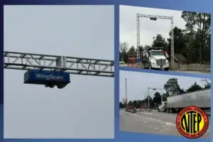 Hero image showing WingScan’s NTEP‑certified volumetric scanner gantry scanning a loaded haul truck at a dirt worksite. NTEP approval enables legal‑for‑trade, in‑motion volume measurement for billing, reconciliation and ERP integration, reducing dependence on traditional scales